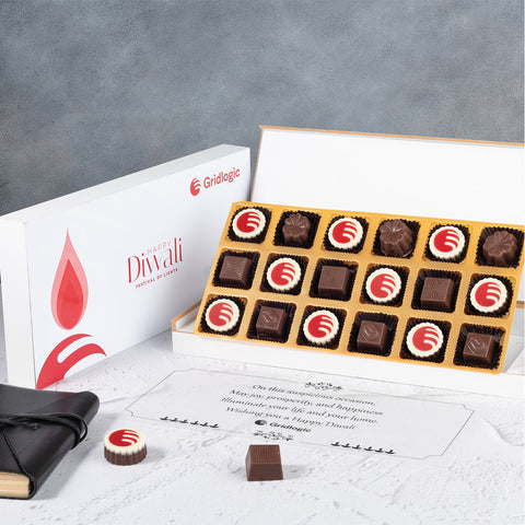 Corporate Gifts - 18 Chocolate Box - Alternate Printed Chocolates (Free Designing)