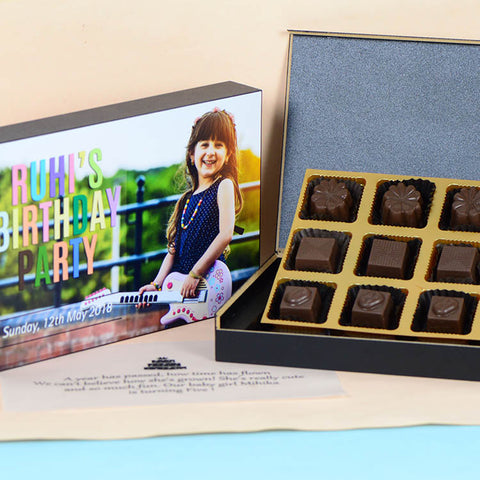 Birthday Invitations - 12 Chocolate Box - Assorted Chocolates (Minimum 10 Boxes)