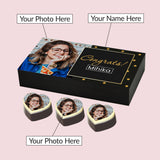 Black and Gold Design Personalized Congratulations Gift Box with Photo Chocolates