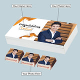 Gold Ribbon Design Personalized Congratulations Gift Box (with Wrapped Chocolates)