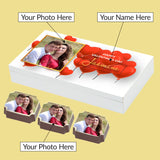 Valentine Gift Chocolate Box - Personalised with Photo and Name (with Printed Chocolates)