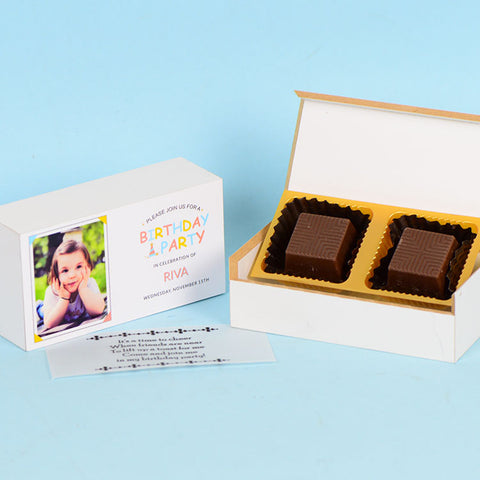 Birthday Invitations - 2 Chocolate Box - Assorted Chocolates (Minimum 10 Boxes)
