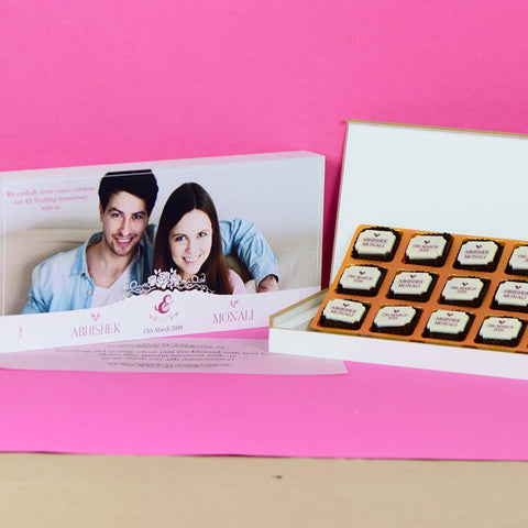 Anniversary Invitations - 18 Chocolate Box - All Printed Chocolates (Sample)