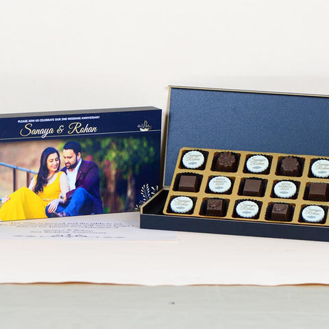 Anniversary Invitations - 18 Chocolate Box - Alternate Printed Chocolates (Minimum 10 Boxes)