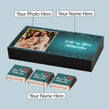 Floral Design I Love You Chocolate Gift Box Personalized with Picture (with Wrapped Chocolates)