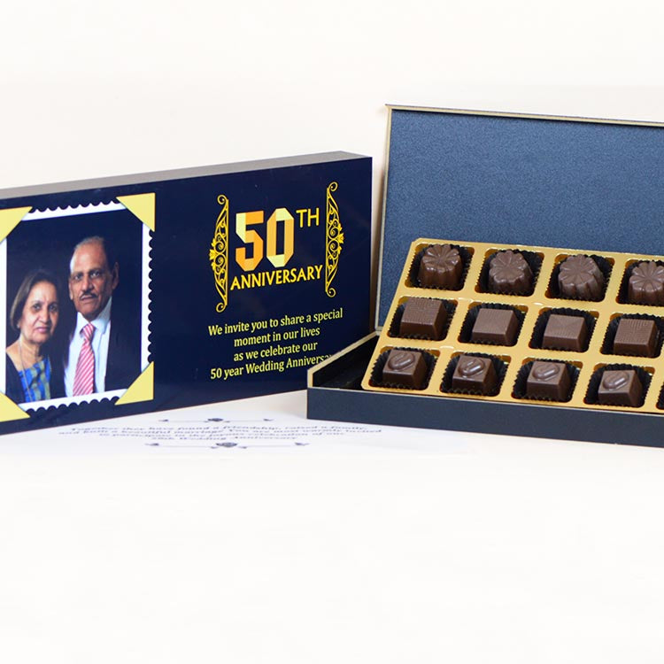 Anniversary Invitations - 18 Chocolate Box - Assorted Chocolates (Minimum 10 Boxes)