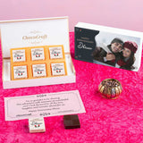 Cute Floral Design Anniversary Gift Box Personalized with Photo (with Wrapped Chocolates)