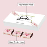 Floral Birthday Wishes - Personalised Chocolate Box(with Wrapped Chocolates)