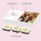 White Floral Theme Anniversary Gift Personalised with Photo (with Printed Chocolates)