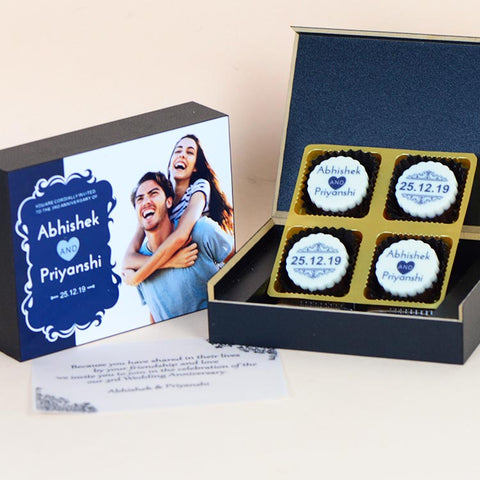 Anniversary Invitations - 4 Chocolate Box - All Printed Chocolates (Minimum 10 Boxes)