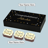 Personalized Black Congratulations Gift Box (with Printed Chocolates)