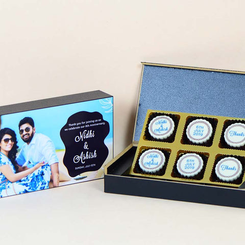 Anniversary Return Gifts - 6 Chocolate Box - All Printed Chocolates  (Minimum 10 Boxes)