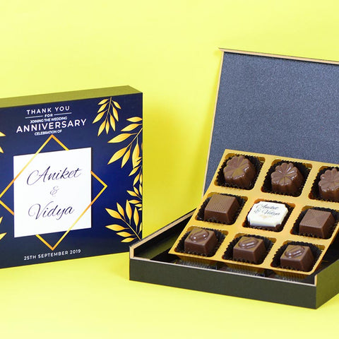Anniversary Return Gifts- 9 Chocolate Box - Single Printed Chocolates (Minimum 10 Boxes)