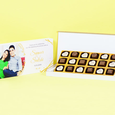 Anniversary Return Gifts - 18 Chocolate Box - Alternate Printed Chocolates (Minimum 10 Boxes)