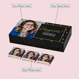 Black and Gold Design Personalized Congratulations Gift Box with Photo Chocolates