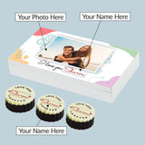 Elegant Floral I Love You Chocolate Gift Box Personalized with Photo (with Printed Chocolates)