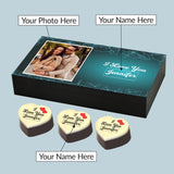 Floral Design I Love You Chocolate Gift Box Personalized with Picture (with Printed Chocolates)