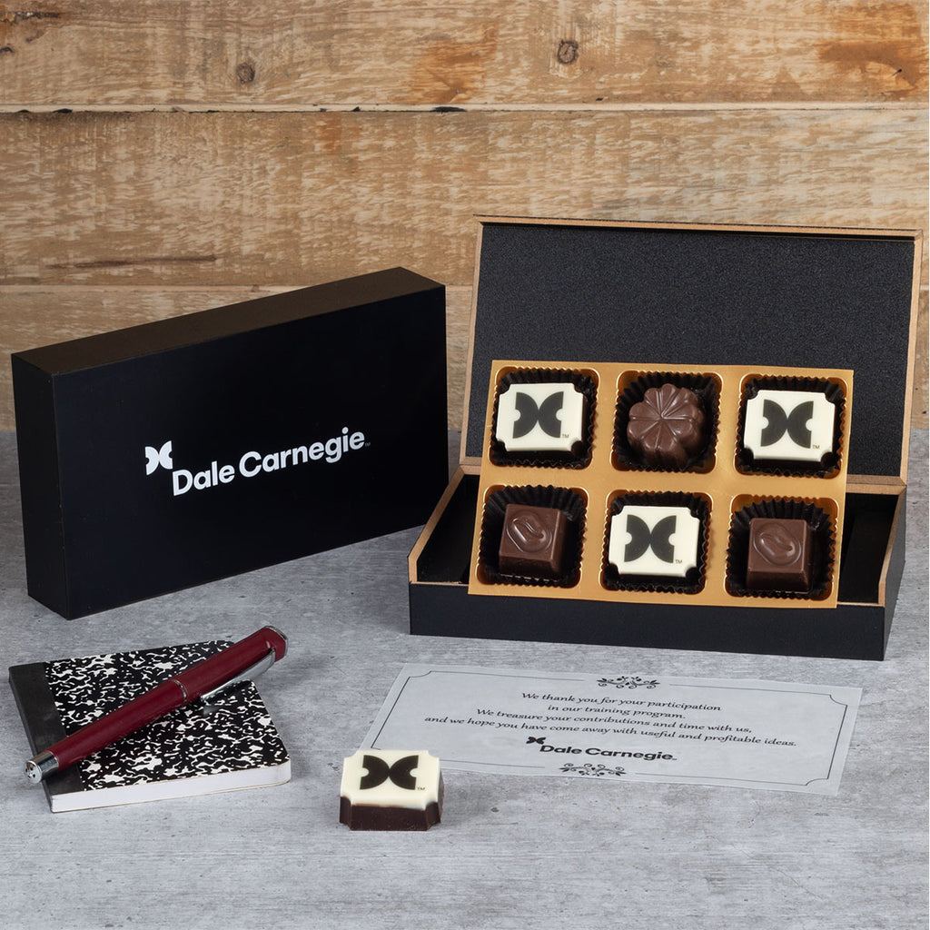 Corporate Gifts - 6 Chocolate Box - Alternate Printed Chocolates (Minimum 10 Boxes)