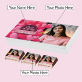 Special Valentine Gift Chocolate Box - Personalised with Photo and Name (with Wrapped Chocolates)