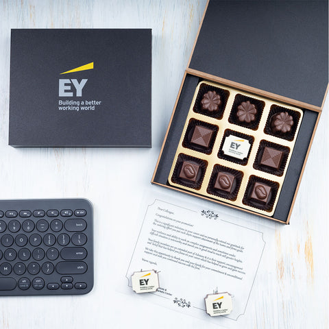 Corporate Gifts - 9 Chocolate Box - Single Printed Chocolates (Sample)