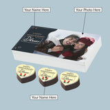 Cute Floral Design Anniversary Gift Box Personalized with Photo (with Printed Chocolates)