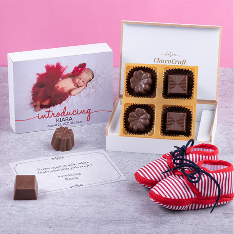 Birth Announcement Gifts - 4 Chocolate Box - Assorted Chocolates (Minimum 10 Boxes)