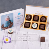 Birth Announcement Gifts - 6 Chocolate Box - Single Printed Chocolates (Minimum 10 Boxes)