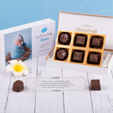 Birth Announcement Gifts - 6 Chocolate Box - Assorted Chocolates (Minimum 10 Boxes)