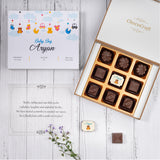 Birth Announcement Gifts - 9 Chocolate Box - Middle Printed Chocolates (Minimum 10 Boxes)