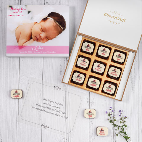 Birth Announcement Gifts - 9 Chocolate Box - All Printed Chocolate (Sample)