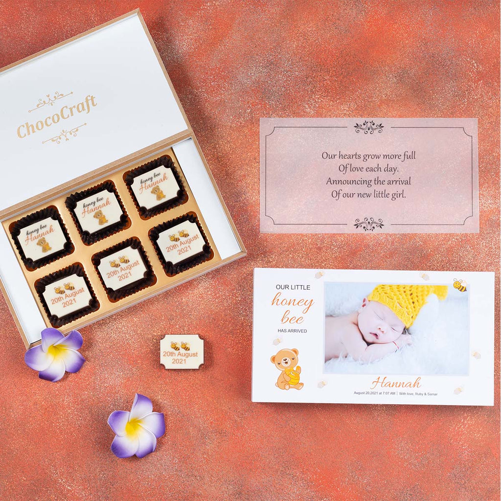 Birth Announcement Gifts - 6 Chocolate Box - All Printed Chocolate (Sample)