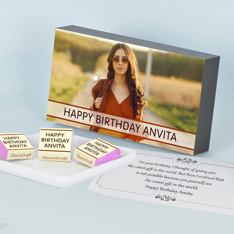 Beautiful Personalized Birthday Gift Box with Photo and Wrapped Chocolates
