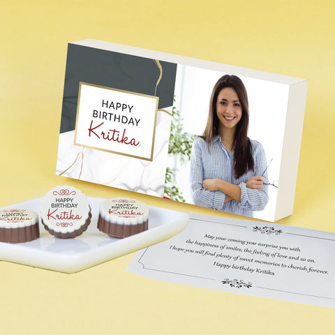 Beautiful Modern Design Personalised Chocolate Gift Box for Birthday (with Printed Chocolates)