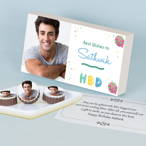 Photo Chocolates in Personalised Birthday Gift Box (with Printed Chocolates)