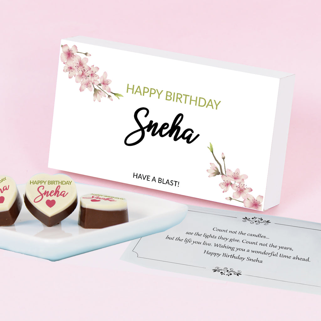 Floral Birthday Wishes - Personalised Chocolate Box(with Printed Chocolates)
