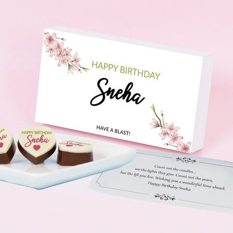 Floral Birthday Wishes - Personalised Chocolate Box(with Printed Chocolates)