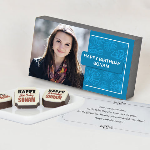 Birthday Gift Chocolate Box - Personalised with Photo and Name (with Printed Chocolates)