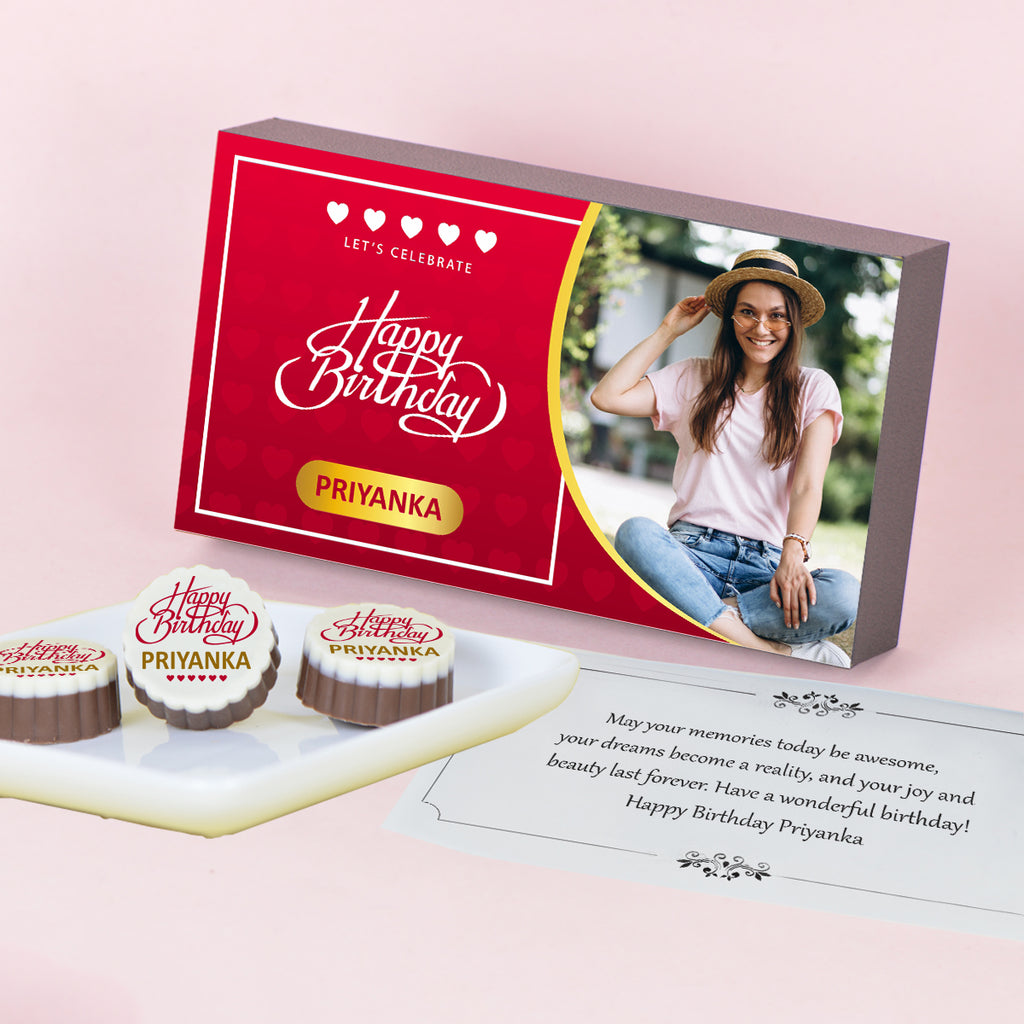Birthday Gift Chocolate Box - Personalized with Photo (with Printed Chocolates)