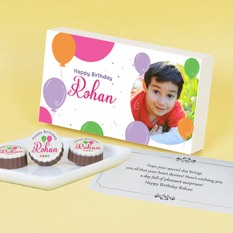 Birthday Balloons - Personalised Chocolate Gift Box (with Printed Chocolates)
