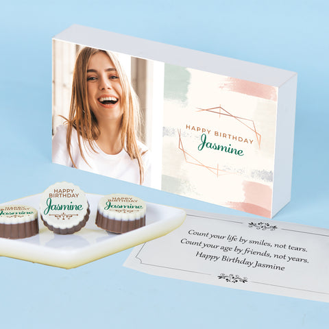 Water Color Design Personalised Chocolate Gift Box for Birthday (with Printed Chocolates)
