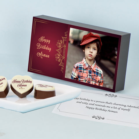 Vintage Design Chocolate Gift Box for Birthday (with Printed Chocolates)