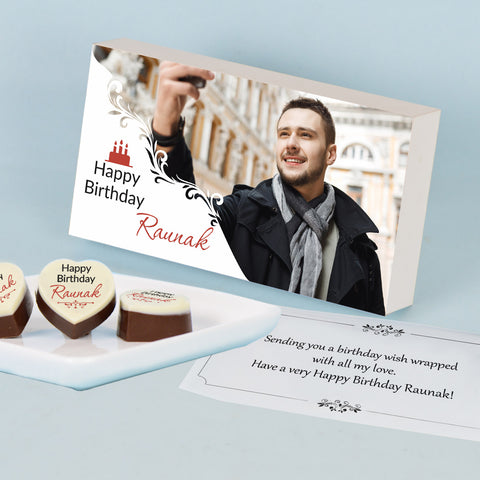 Elegant Chocolate Gift Box for Birthday (with Printed Chocolates)