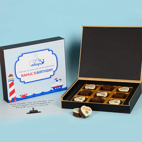 Birthday Return Gifts - 9 Chocolate Box - Alternate Printed Chocolate (Sample)