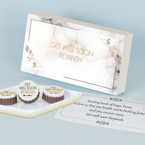 White Marble Design Get Well Soon Gift (with Printed Chocolates)