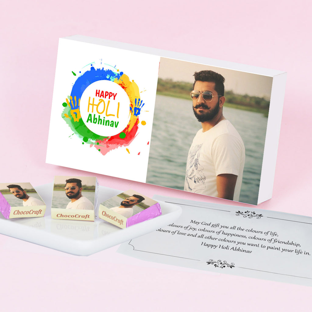 Special Holi Gift Box with Personalized Wrapped Chocolates