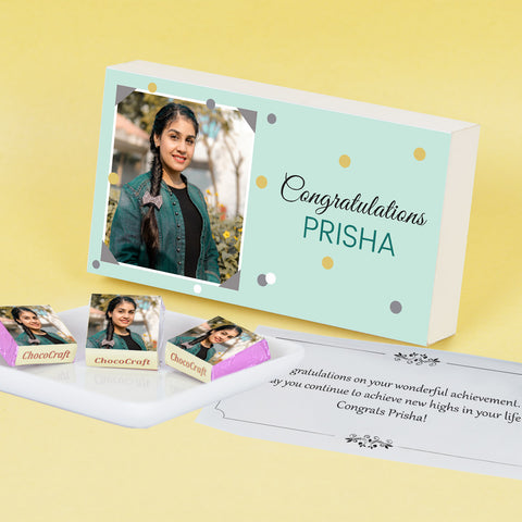 Beautiful Congratulations Gift Box Personalized with Photo (with Wrapped Chocolates)