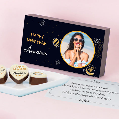 Personalised Happy New Year Gift with Printed Chocolates