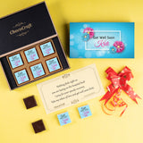 Vibrant Blue Design Personalized Get Well Soon Gift (with Wrapped Chocolates)