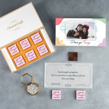 Elegant Floral I Love You Chocolate Gift Box Personalized with Photo (with Wrapped Chocolates)