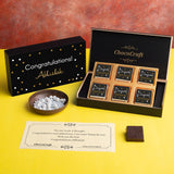 Personalized Black Congratulations Gift Box (with Wrapped Chocolates)